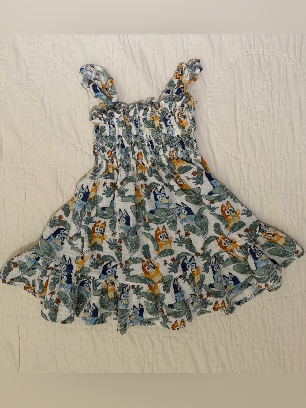 Bluey Cotton Ruffle Sundress Smocked Dress 3T